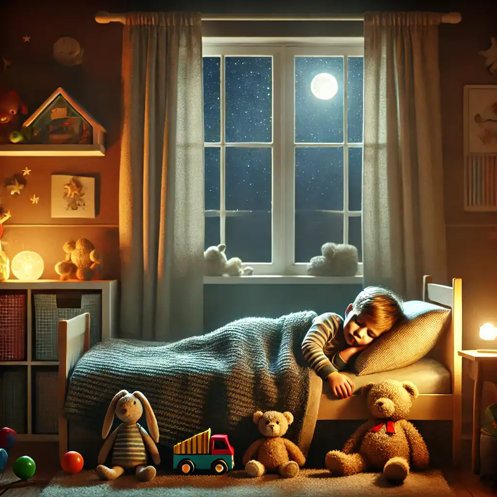 Image of a sleeping child in a pleasant room